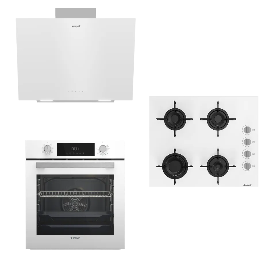 60 CM OCAKLI GRİ BUHAR DESTEKLİ CAM ÇEYİZ SET